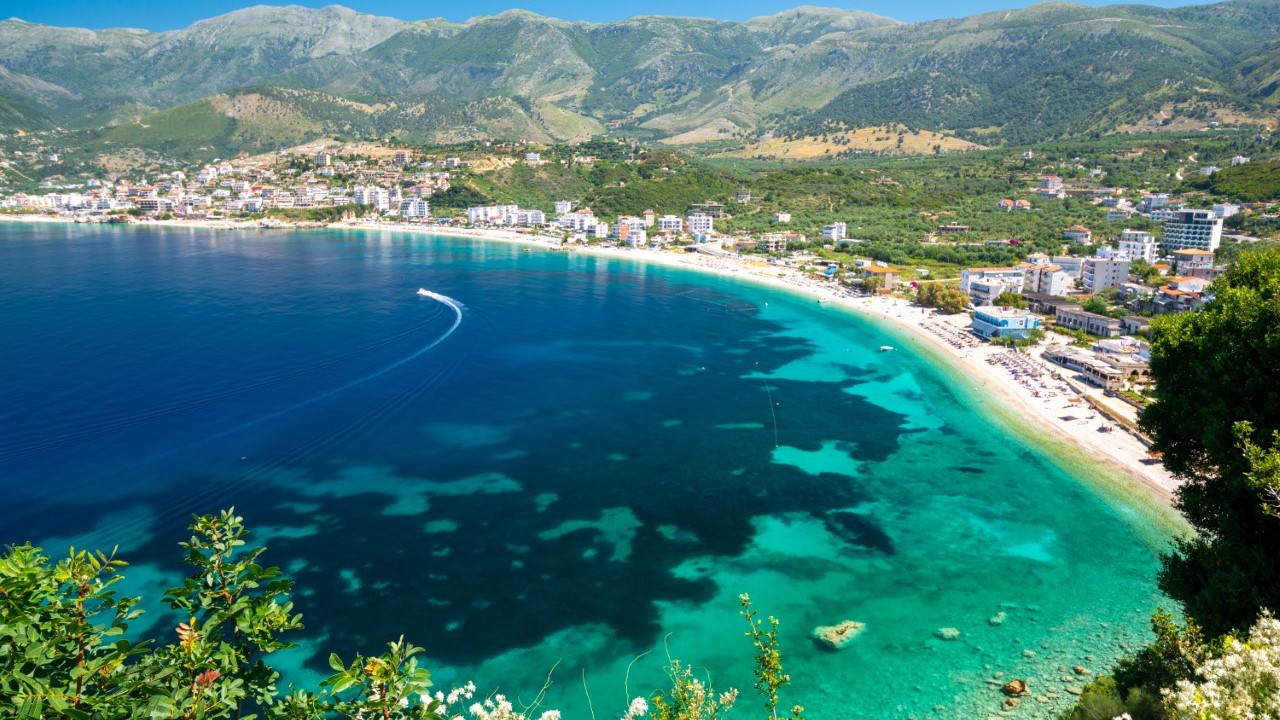 Landscape of the Ionian Riviera region in Albania