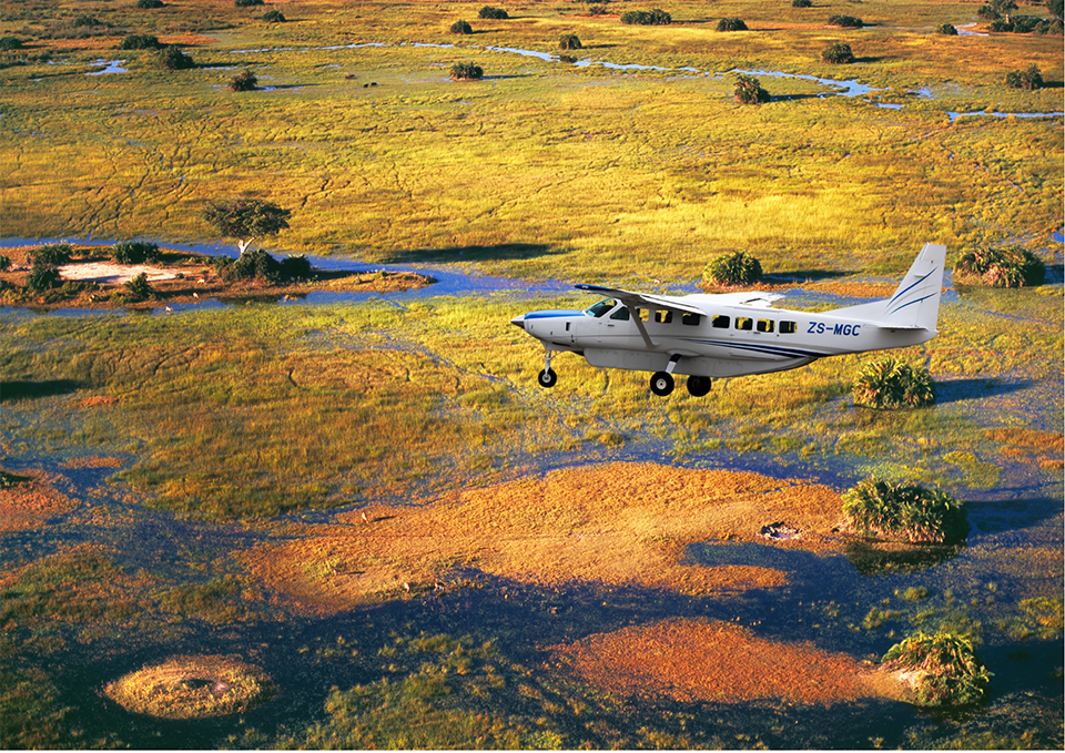 Botswana, delta de l'Okavango en avion