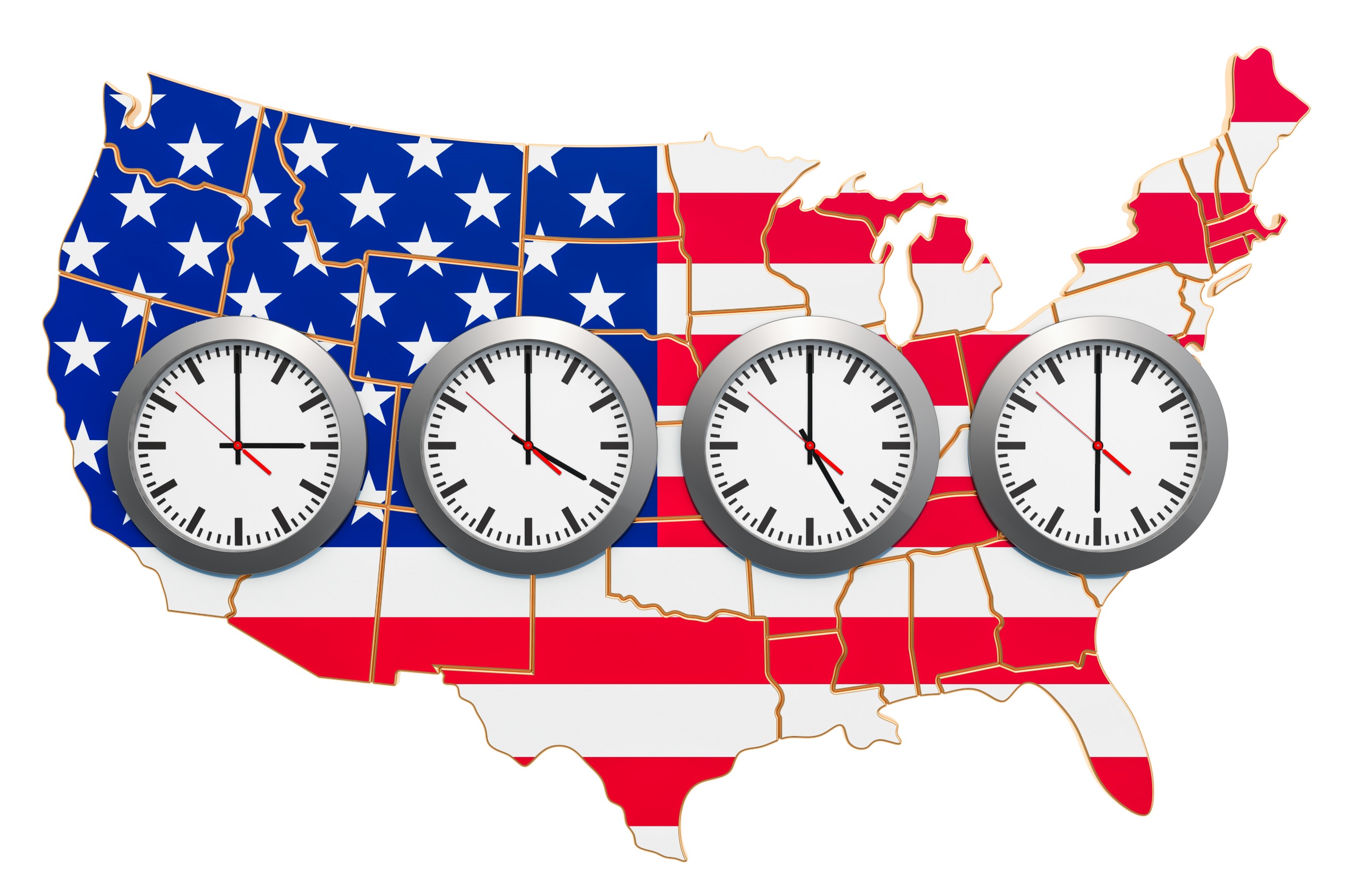 Différents décalages horaires aux USA
