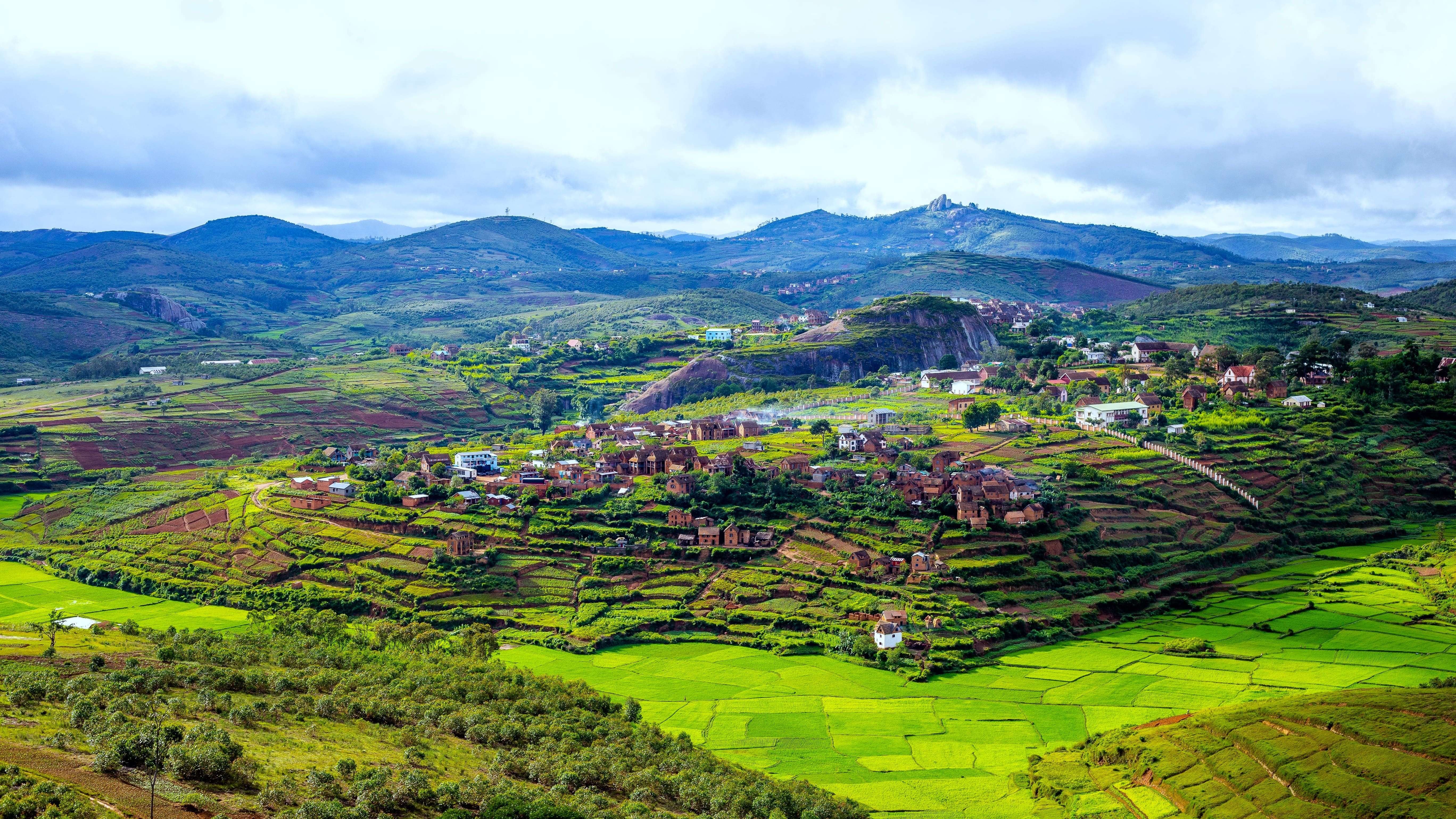 Paysage de la région Hauts Plateaux en Madagascar